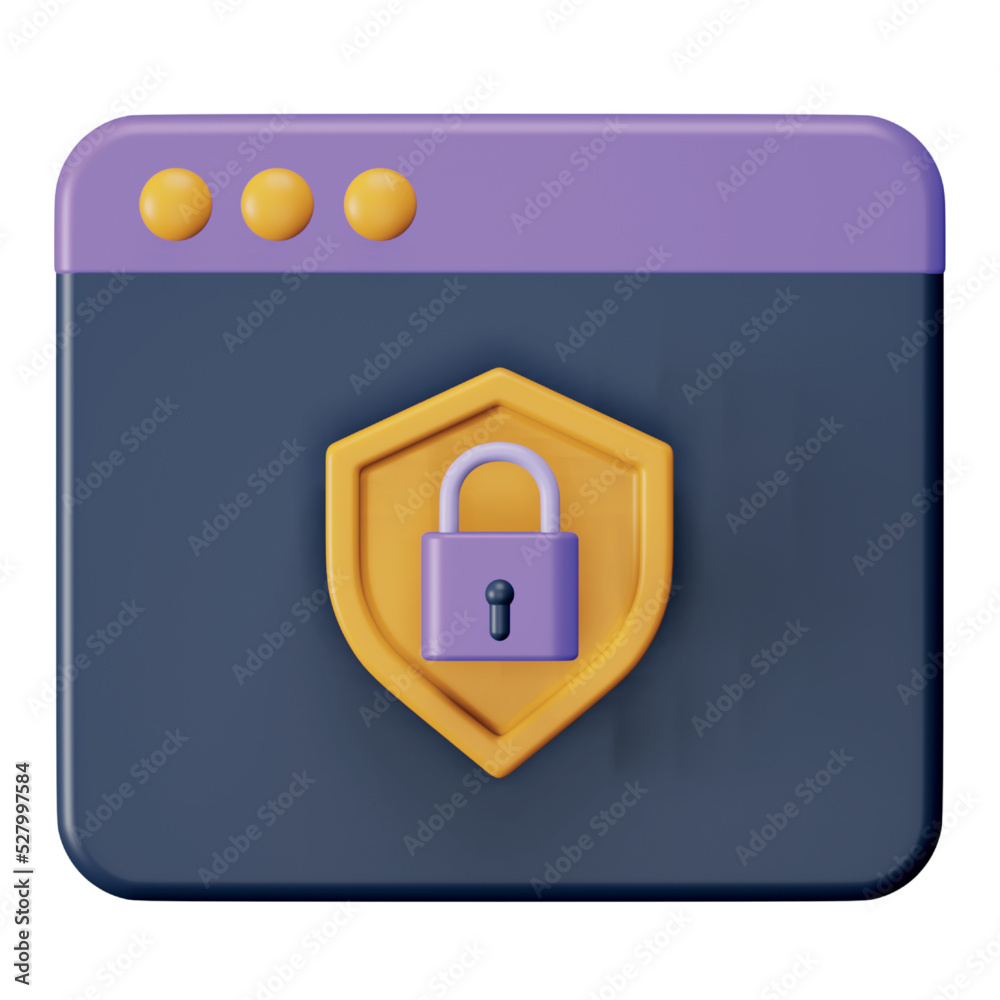 Browser security 3d rendering isometric icon. Browser security 3d rendering isometric icon.