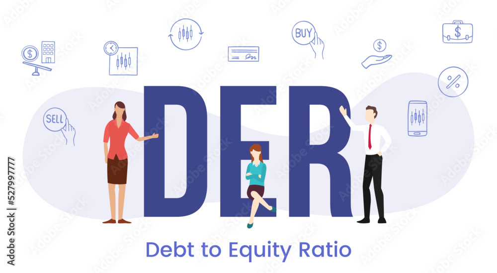 der debt equity ratio concept with big word or text and people with modern flat style der debt equity ratio concept with big word or text and people with modern flat style
