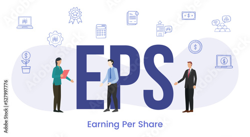 eps earnings per share concept with big word or text and people with modern flat style photo