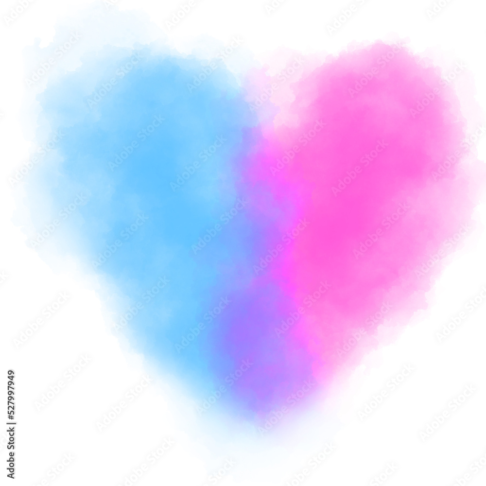 pink blue watercolor heart