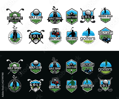 Set Of Golf club logo badges championship icon vector 