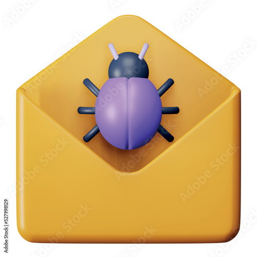 Email virus 3d rendering isometric icon.