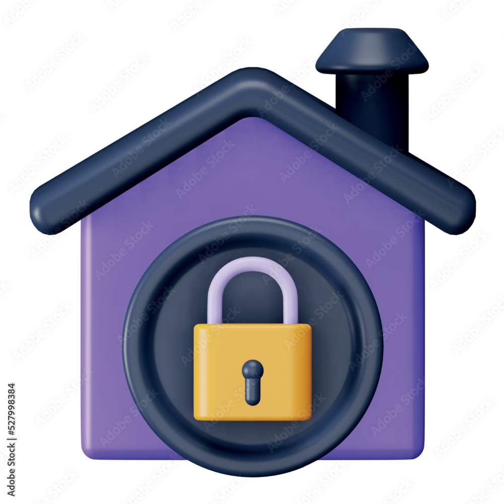 Home security 3d rendering isometric icon. Home security 3d rendering isometric icon.