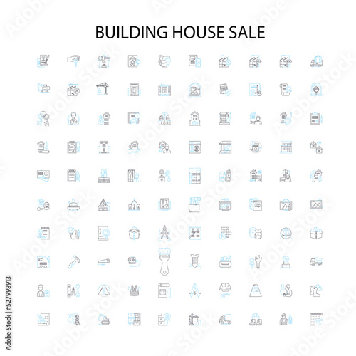 building house sale icons  signs  outline symbols  concept linear illustration line collection