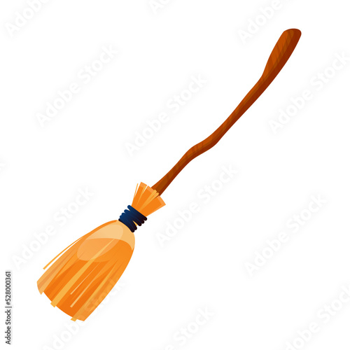 witch broom stick flat vector illustration clipart