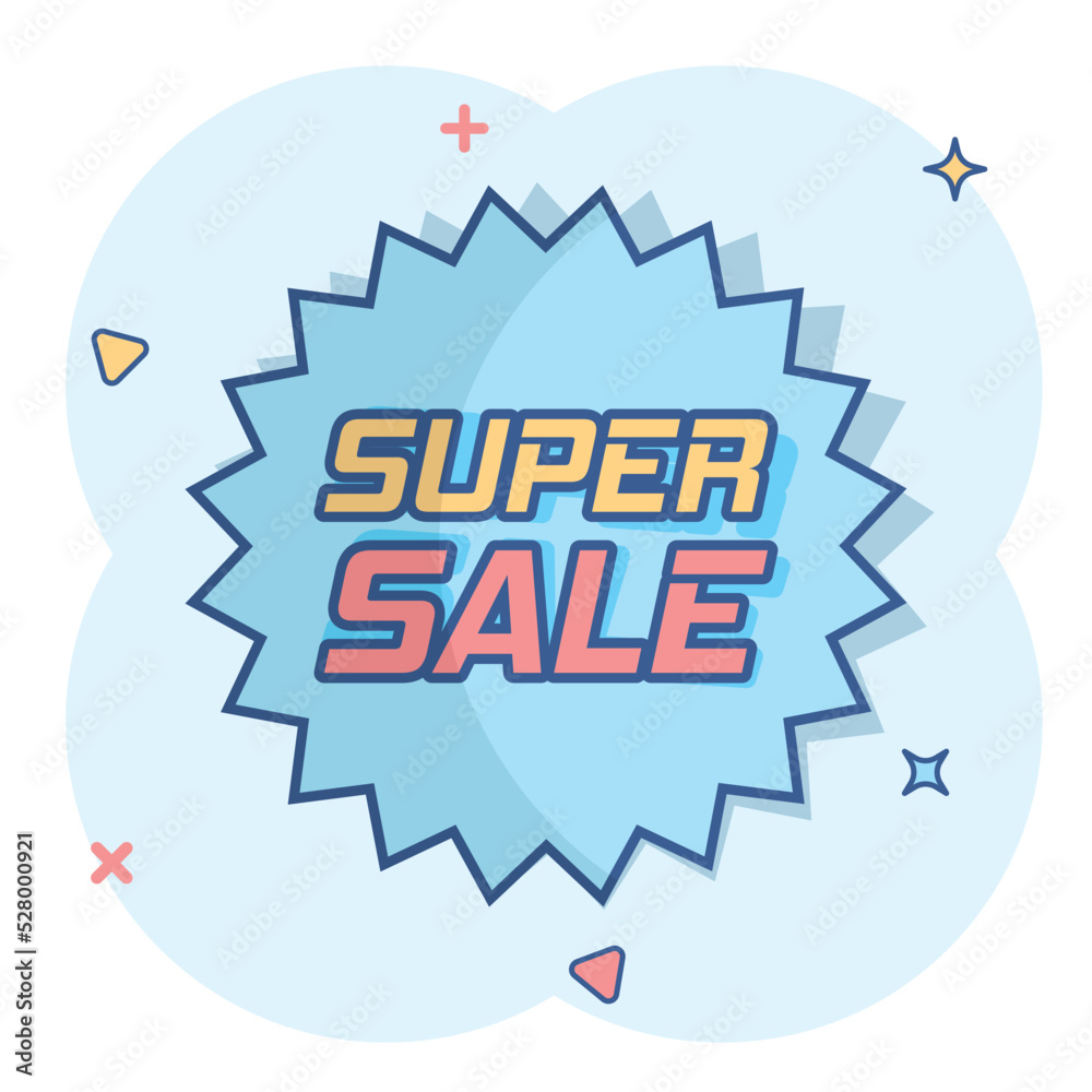 Vector cartoon discount sticker icon in comic style. Sale tag illustration pictogram. Promotion super sale discount splash effect concept. Vector cartoon discount sticker icon in comic style. Sale tag illustration pictogram. Promotion super sale discount splash effect concept.
