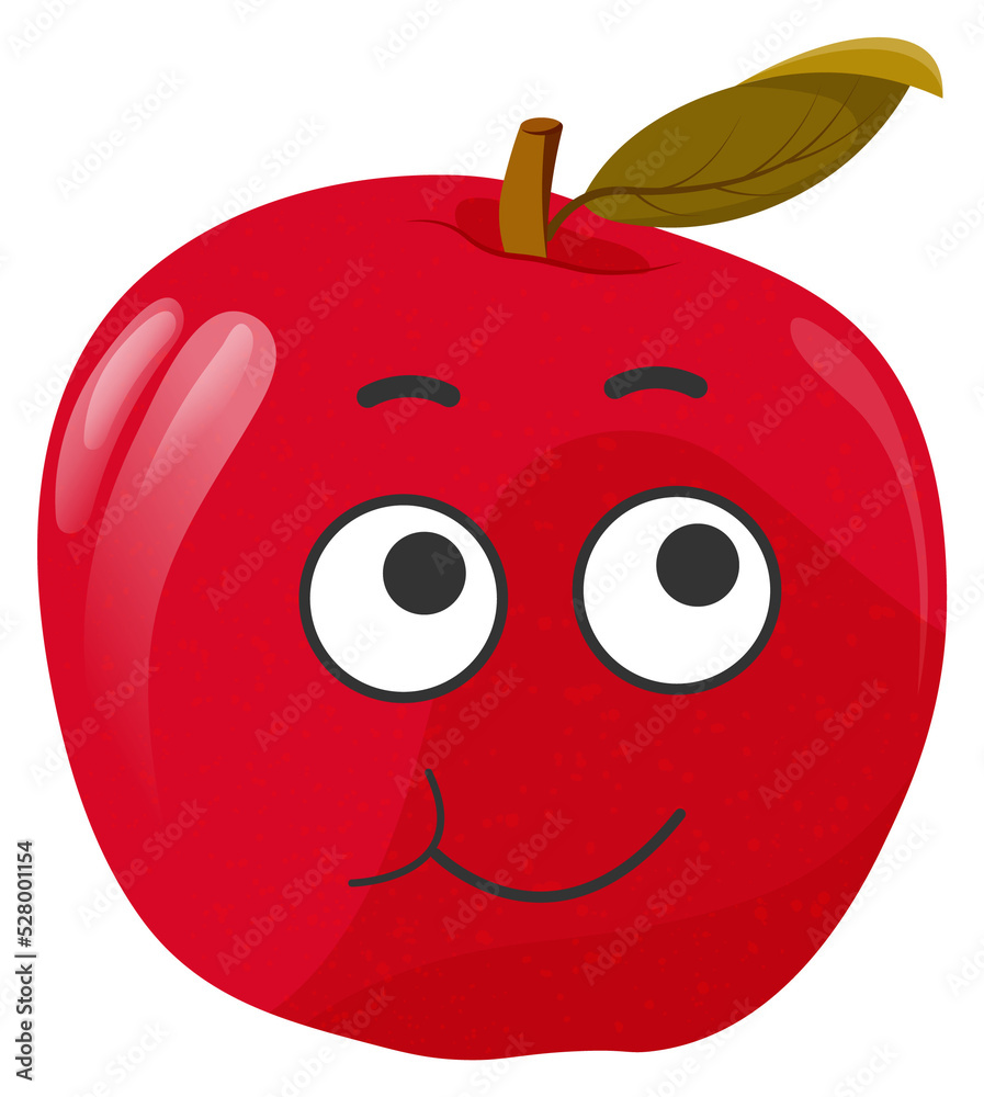 Obraz premium Sticker red apple with kawaii emotions. Flat illustration of an apple with emotions without background.