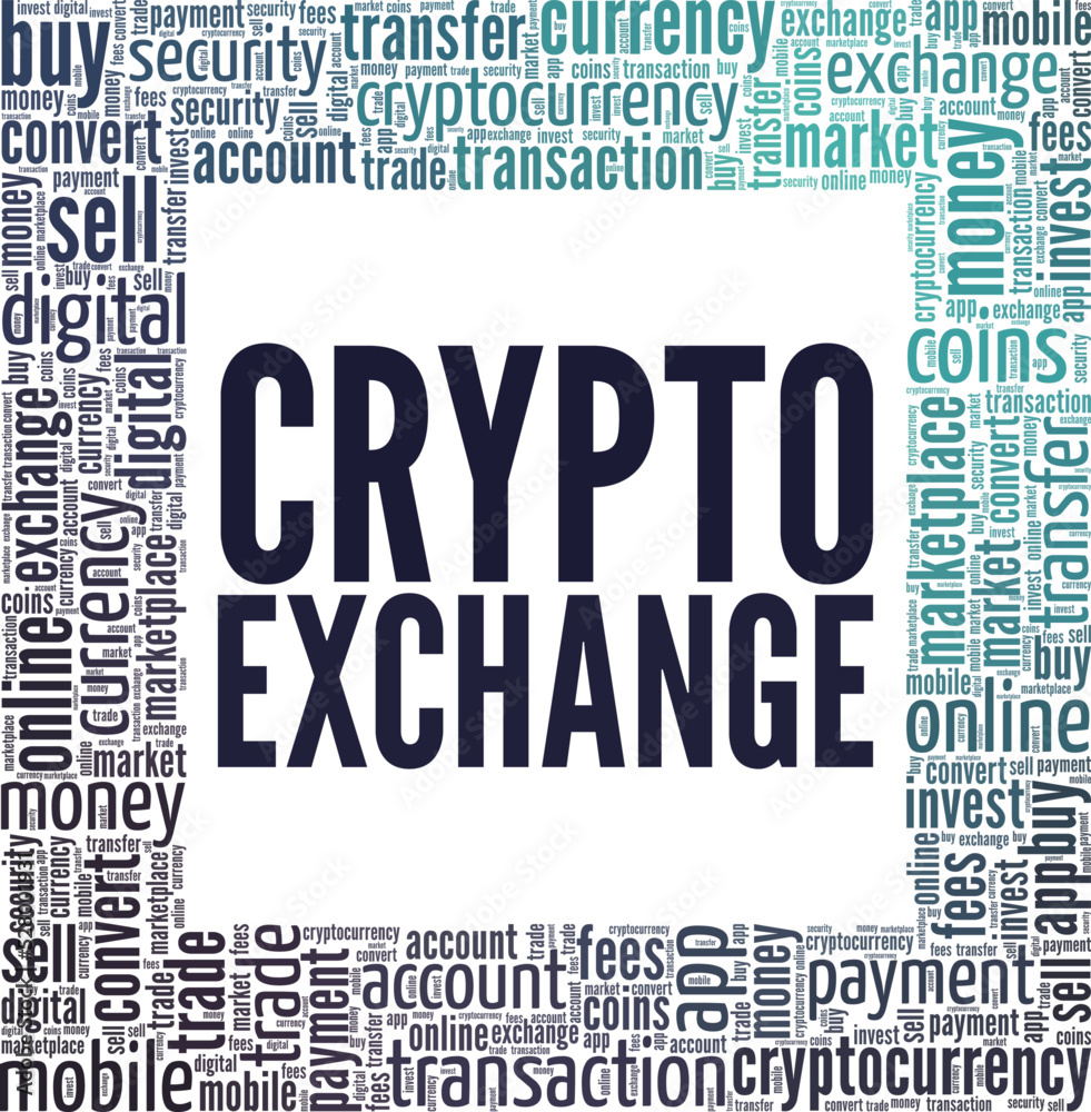 Crypto Exchange word cloud conceptual design isolated on white background.