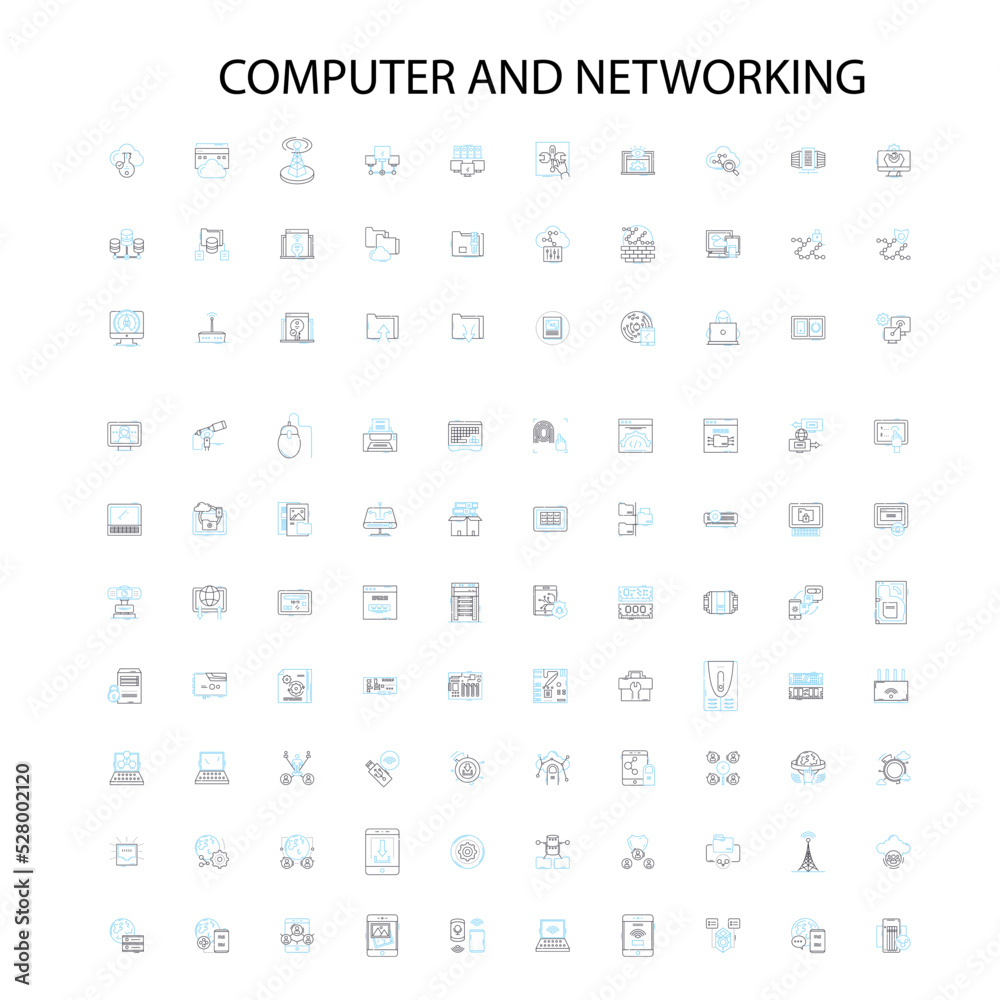 computer and networking icons, signs, outline symbols, concept linear illustration line collection computer and networking icons, signs, outline symbols, concept linear illustration line collection