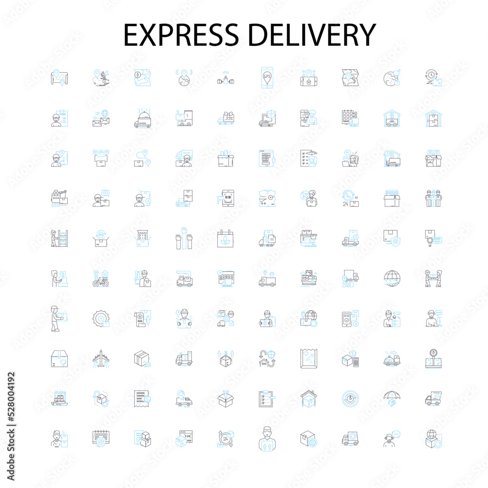 express delivery icons, signs, outline symbols, concept linear illustration line collection express delivery icons, signs, outline symbols, concept linear illustration line collection