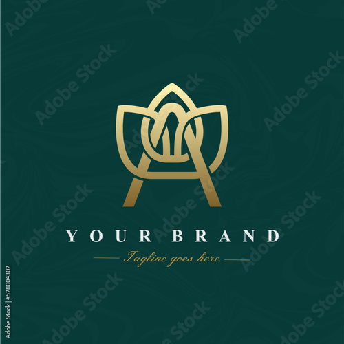 Letter A Lotus Flower Logo Design