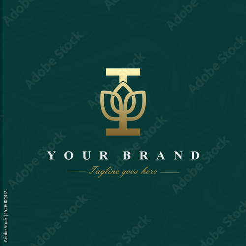 Letter I Lotus Flower Logo Design
