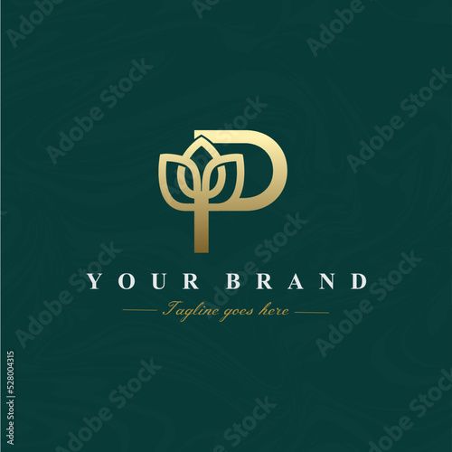 Letter P Lotus Flower Logo Design