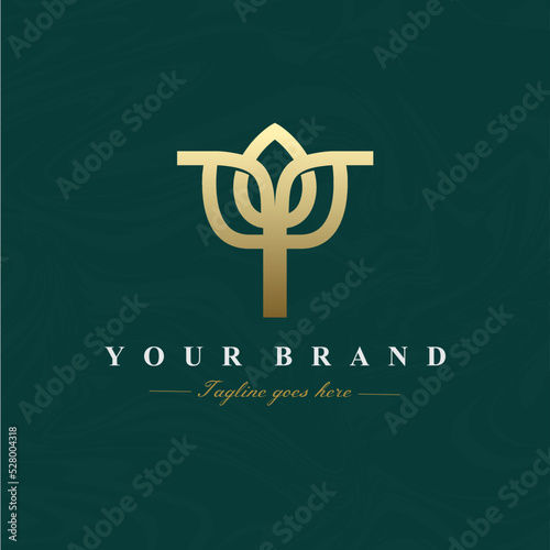 Letter T Lotus Flower Logo Design