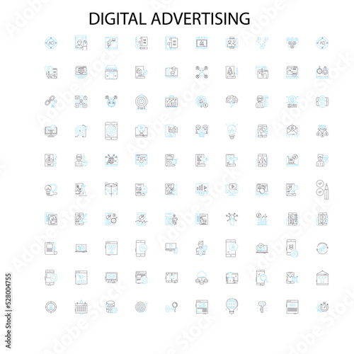 ads icons, signs, outline symbols, concept linear illustration line collection