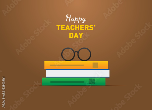 happy teachers' day Concept vector illustration. Indian teachers' day open book with alphabet letters and earth. Children education background or learning event concept.