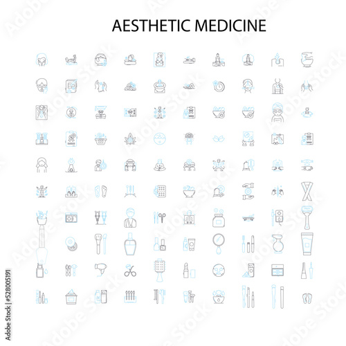 aesthetic medicine icons, signs, outline symbols, concept linear illustration line collection