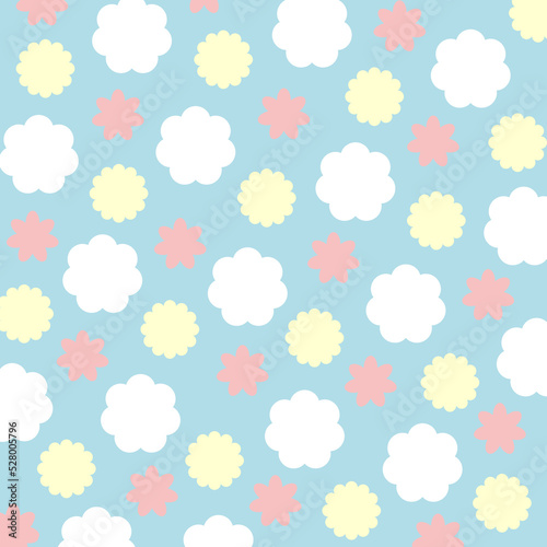 Cute Seamless pattern with flower on pastel green background.