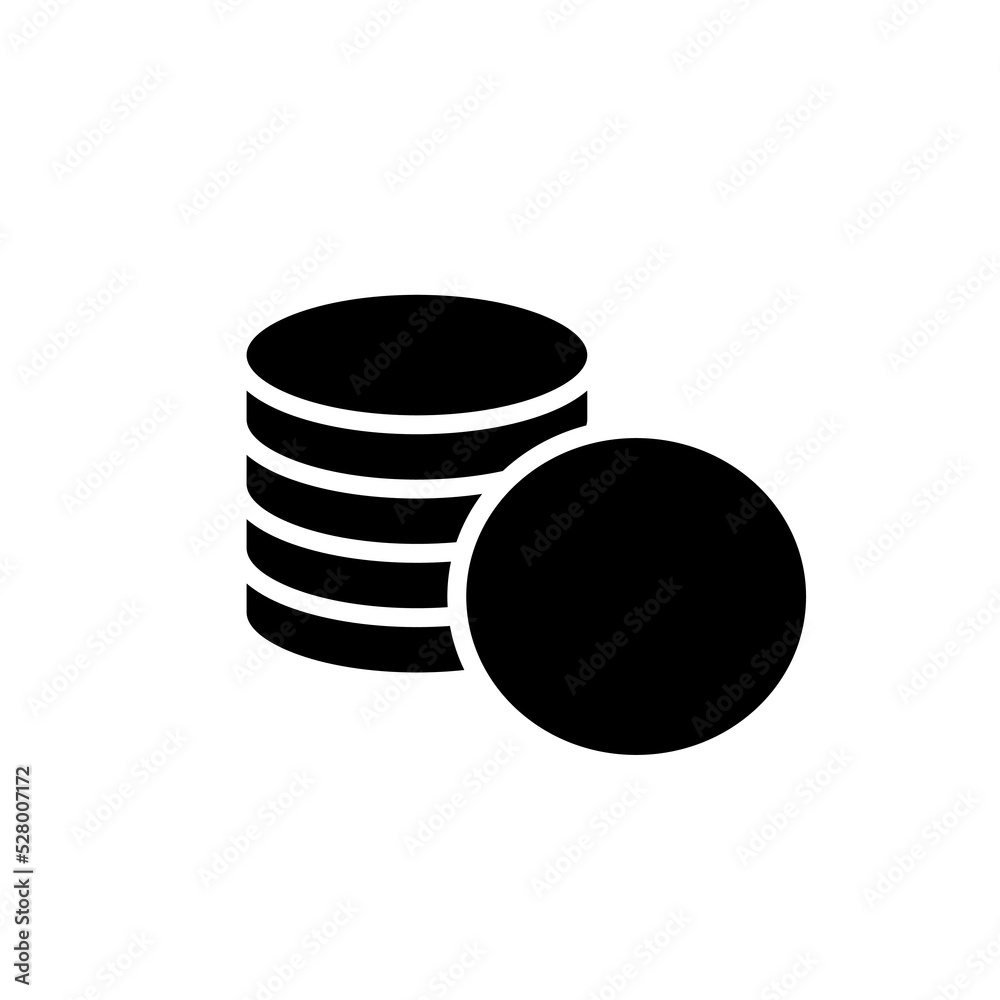 Coin or money icon. Business, finance or bank symbol. A stack of coins is an attribute of wealth. Isolated vector illustration on a white background. Coin or money icon. Business, finance or bank symbol. A stack of coins is an attribute of wealth. Isolated vector illustration on a white background.