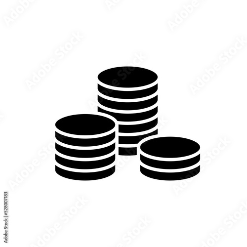 Coin or money icon. Business, finance or bank symbol. A stack of coins is an attribute of wealth. Isolated vector illustration on a white background.