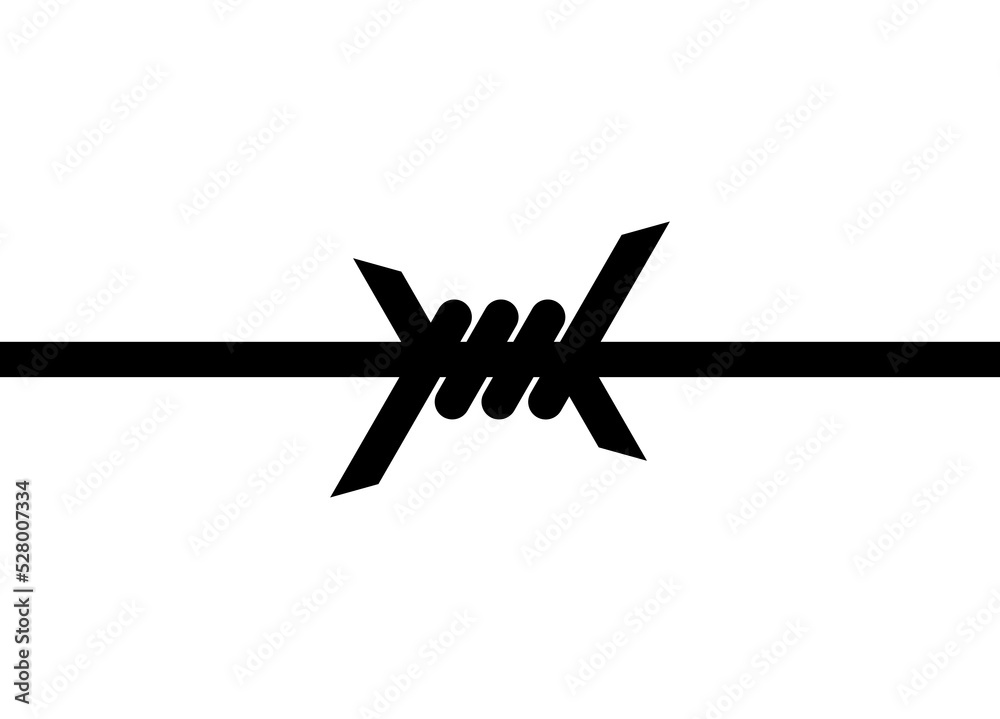 Barbed wire, symbol of prison or prohibition. Seamless pattern. Isolated vector illustration on a white background. Barbed wire, symbol of prison or prohibition. Seamless pattern. Isolated vector illustration on a white background.