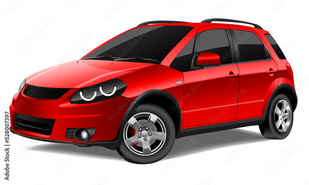 Realistic vector red car coupe sport transportation on isolated background