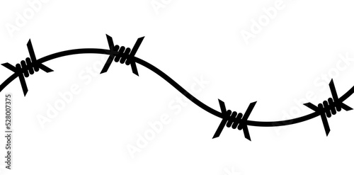 Barbed wire, symbol of prison or prohibition. Seamless pattern. Isolated vector illustration on a white background. photo