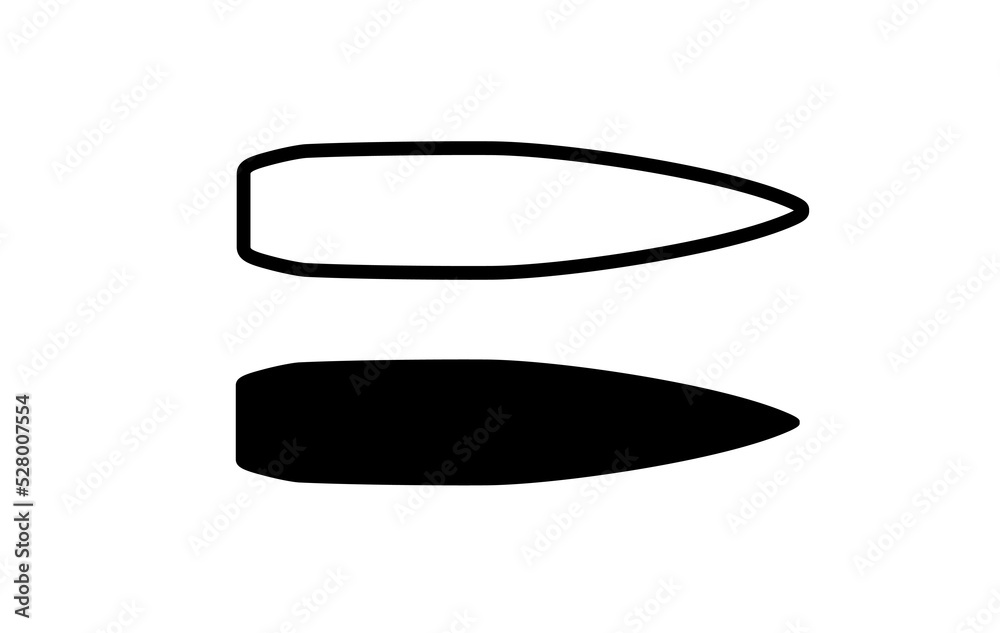 Flying bullet icon. Attribute of war and hostilities. Firearm, shot or army symbol. Isolated vector illustration on white background. Flying bullet icon. Attribute of war and hostilities. Firearm, shot or army symbol. Isolated vector illustration on white background.