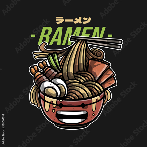 hand drawn illustration of ramen photo