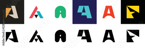 Set of letter A. icon design. template elements. geometric abstract logos