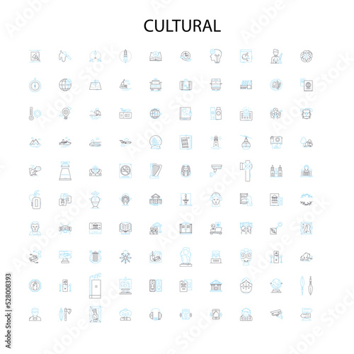 cultural icons  signs  outline symbols  concept linear illustration line collection
