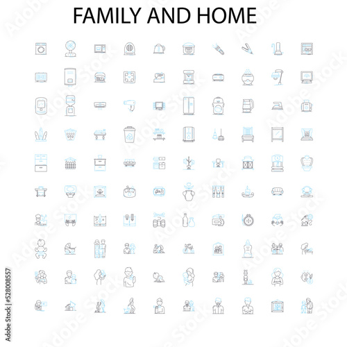 family and home icons  signs  outline symbols  concept linear illustration line collection