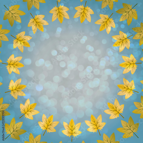 beautiful autumn background with yellow leaves on a light background