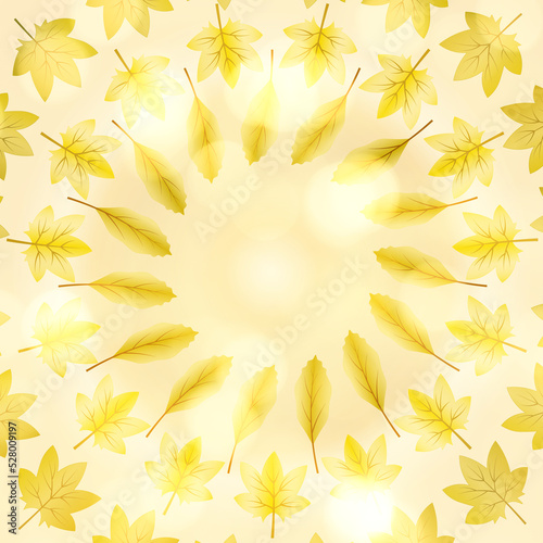 beautiful autumn background with yellow leaves on a light background