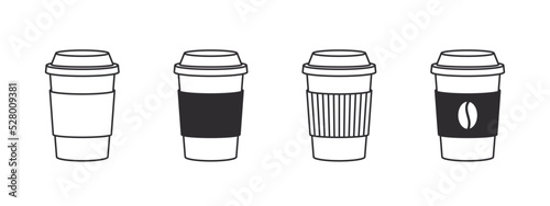 Coffee icons. Linear coffee cup icons. Various cups of coffee. Vector illustration