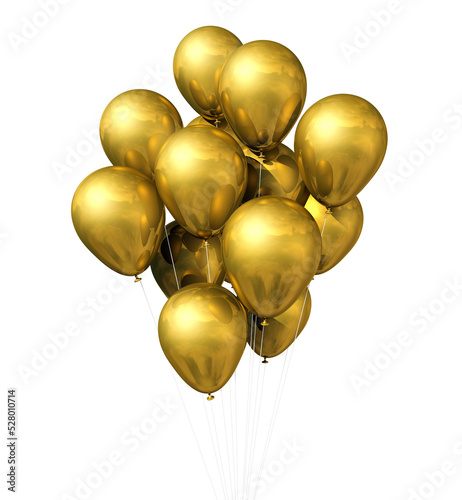 Fototapeta Gold air balloons on a transparent background