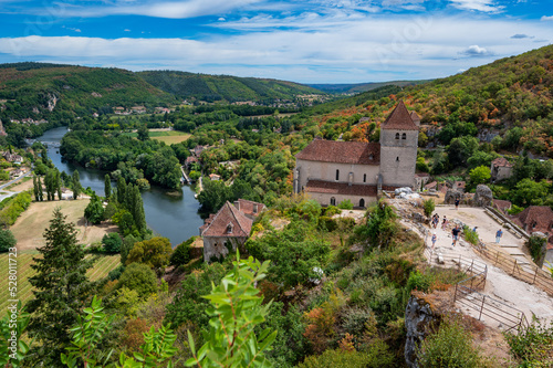 The valley of Lot river see the village of Saint Cirq Lapopie, Lot department, France, High quality photo © FreeProd