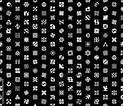 Seamless pattern with abstract logos. geometric abstract logos. icon design
