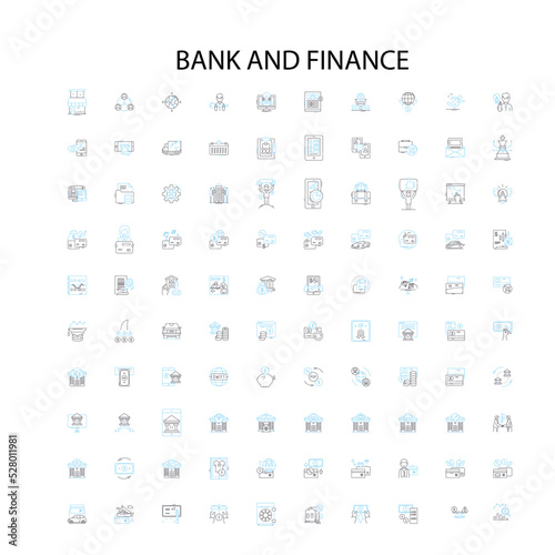 bank and finance icons, signs, outline symbols, concept linear illustration line collection