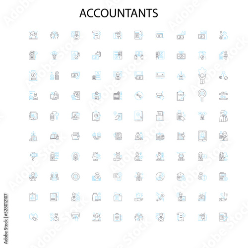 accountants icons  signs  outline symbols  concept linear illustration line collection