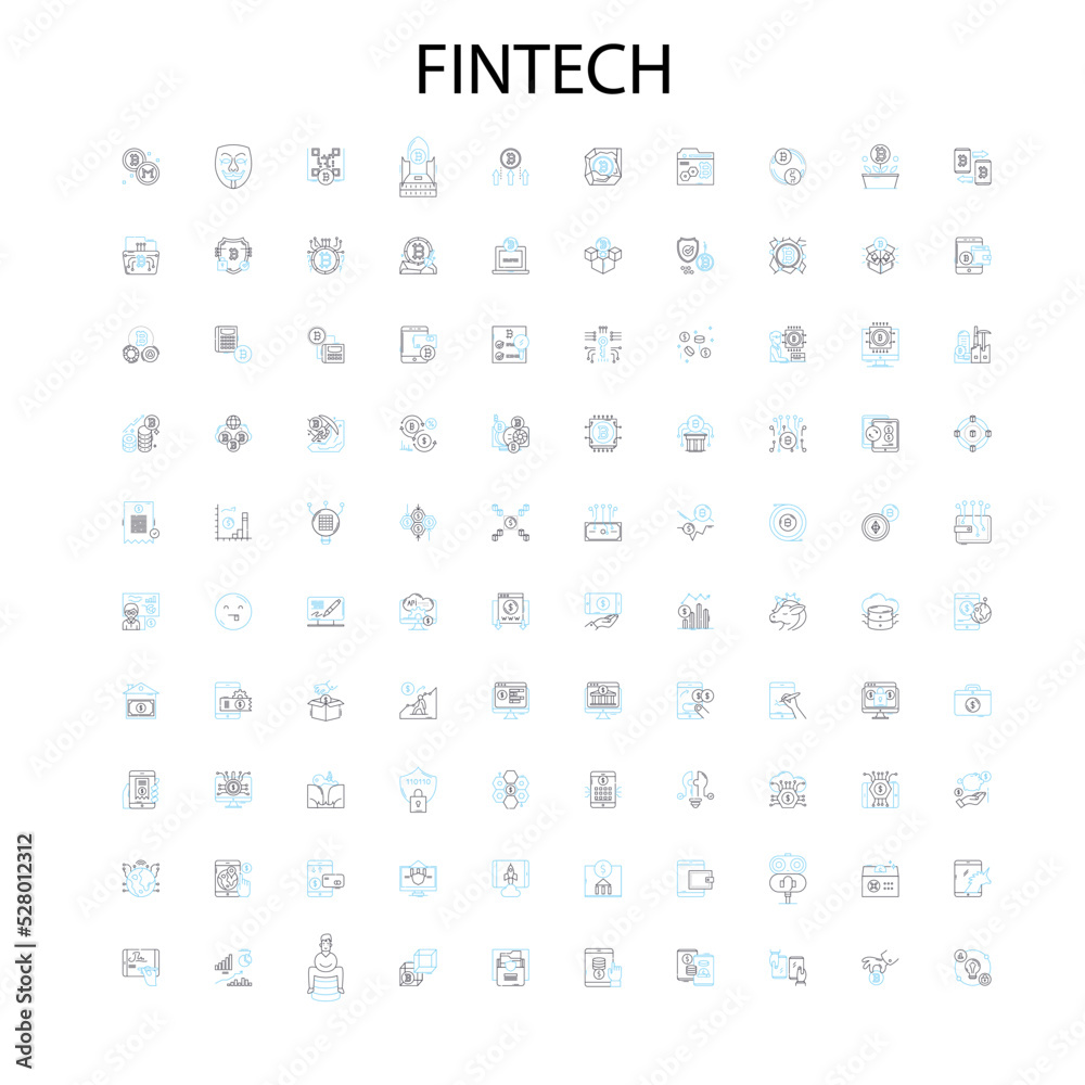 fintech icons, signs, outline symbols, concept linear illustration line collection fintech icons, signs, outline symbols, concept linear illustration line collection