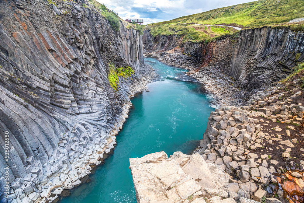 Stuðlagil Canyon with view of basalt columns, Iceland