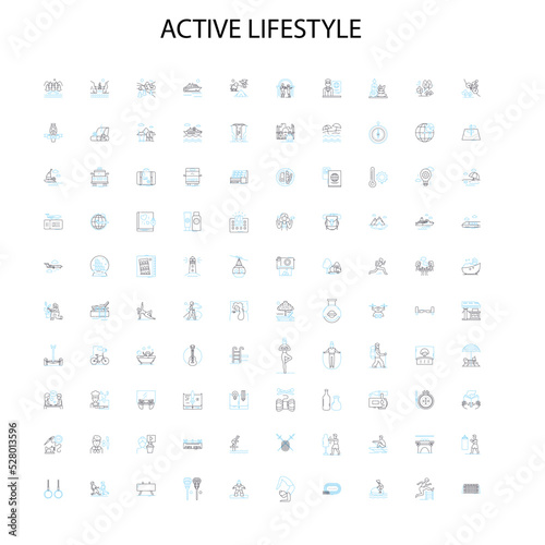 active lifestyle icons  signs  outline symbols  concept linear illustration line collection