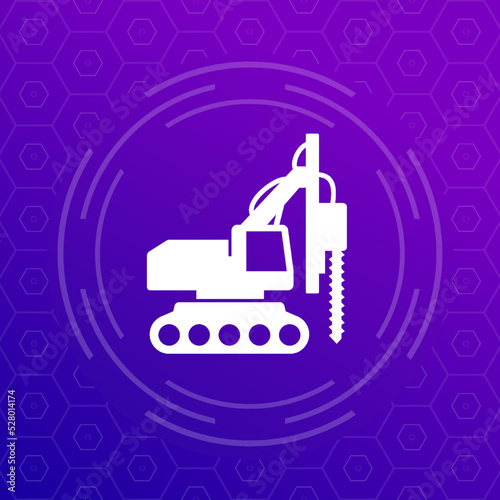 drill machine vector icon, construction machinery