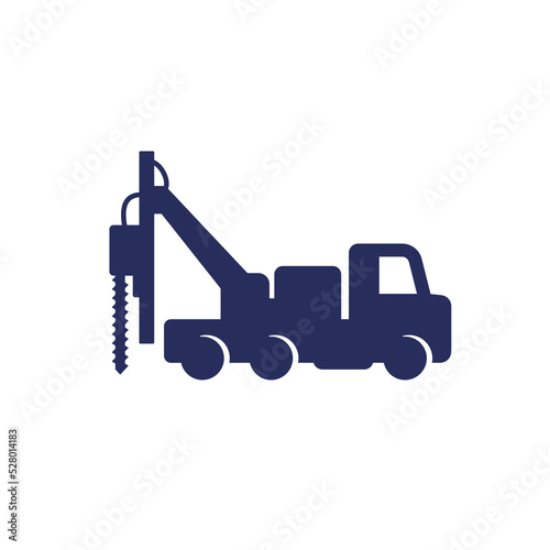 drill truck icon on white