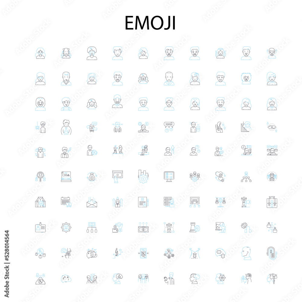 emoji icons, signs, outline symbols, concept linear illustration line collection