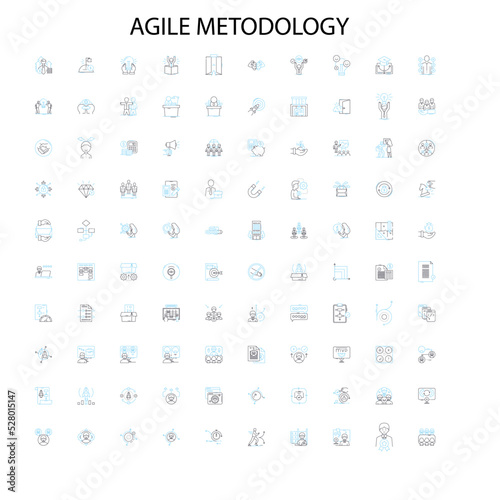 agile metodology icons, signs, outline symbols, concept linear illustration line collection