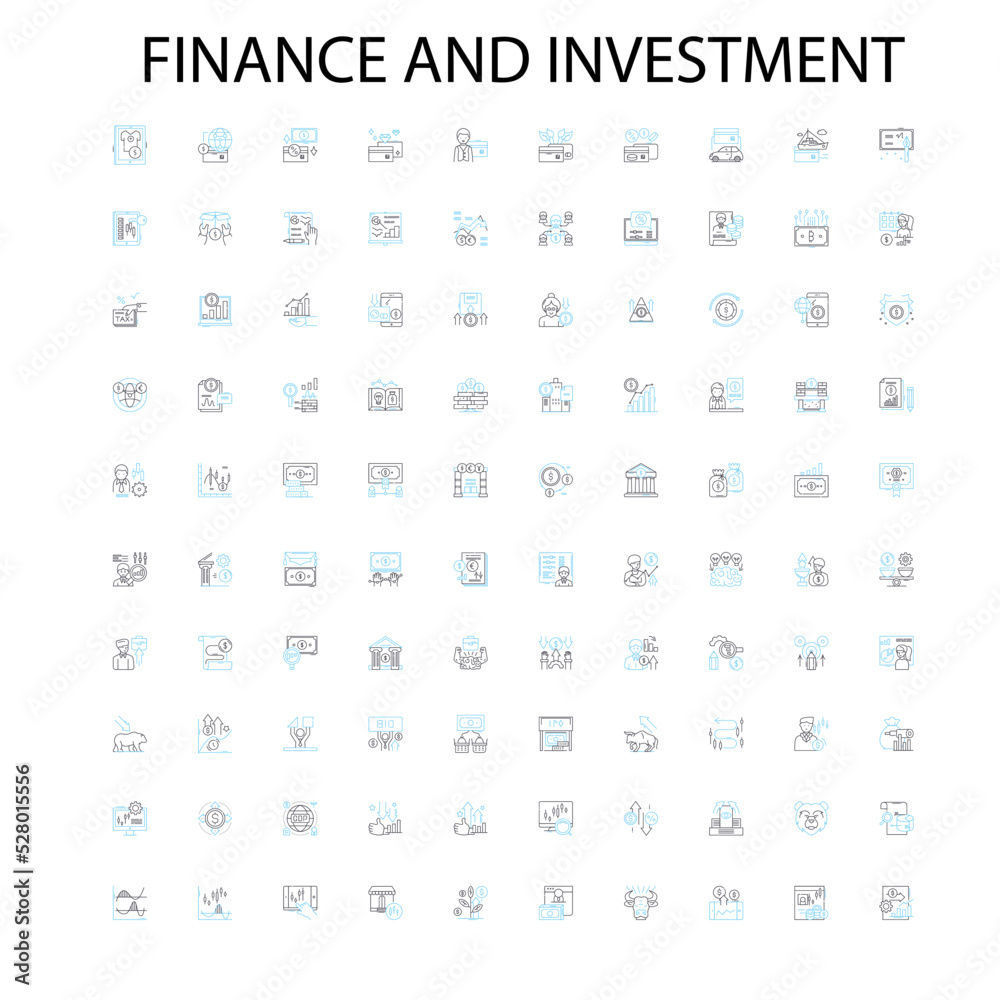 finance and investment icons, signs, outline symbols, concept linear illustration line collection finance and investment icons, signs, outline symbols, concept linear illustration line collection