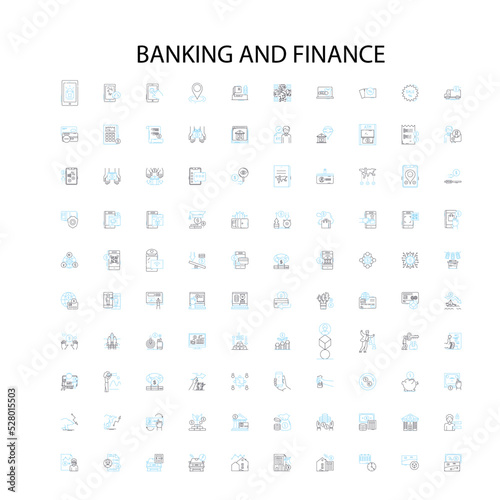 banking and finance concept icons, signs, outline symbols, concept linear illustration line collection