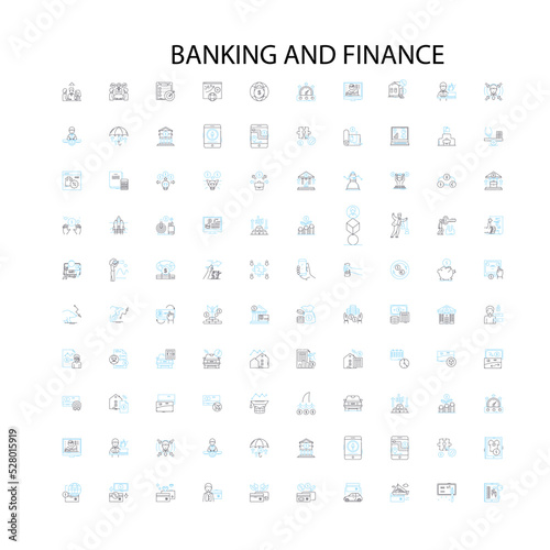 Fototapeta Naklejka Na Ścianę i Meble -  banking and finance icons, signs, outline symbols, concept linear illustration line collection
